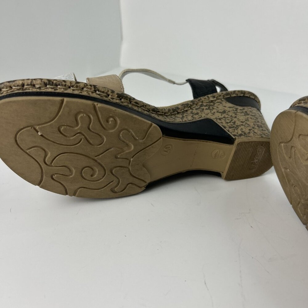 Rieker Wedge Sandals Womens Sz 8.5 US /40 EU Shoes Slingback Cream White Leather - Picture 5 of 7